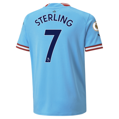 Kids' Manchester City Home Jersey 22/23 with STERLING 7 printing