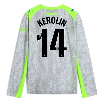 Kids' Manchester City Third Jersey 2025/26 Long Sleeve With KEROLIN 14 Printing