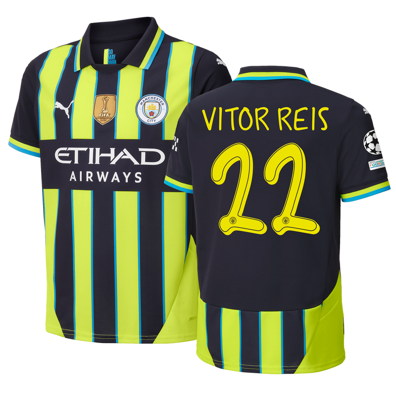 Kids' Man City Away Jersey 24/25 With VITOR REIS 22 Printing new navy unisex - Size 13/14 from polyester  - Official Manchester City FC store