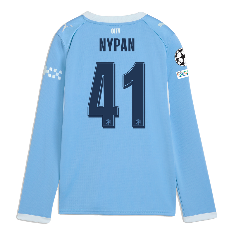Kids' Man City Home Jersey 2026/27 Long Sleeve With NYPAN 41 Printing  blue-icy blue - Check out all Manchester City t-shirts online