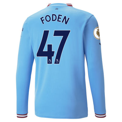 Manchester City Home Jersey 22/23 Long Sleeve with FODEN 47 printing