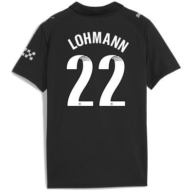 Kids' Manchester City Away Jersey 2025/26 With LOHMANN 22 Printing