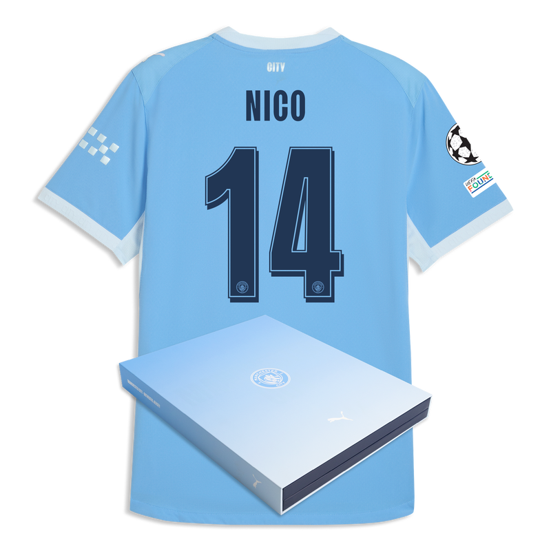 Man City Home Authentic Jersey 2026/27 With NICO 14 Printing in Gift Box  blue-icy blue - Size S from polyester for males