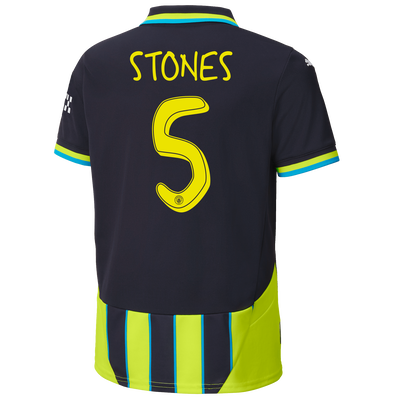 Kids' Manchester City Away Jersey 2024/25 With STONES 5 Printing