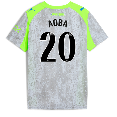 Kids' Manchester City Third Jersey 2025/26 With AOBA 20 Printing