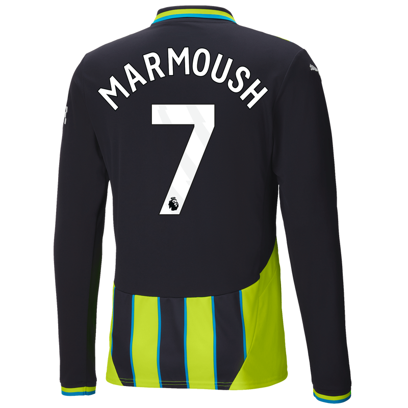 Man City Authentic Away Jersey 24/25 Long Sleeve With MARMOUSH 7 Printing new navy - Check out all Manchester City t-shirts online