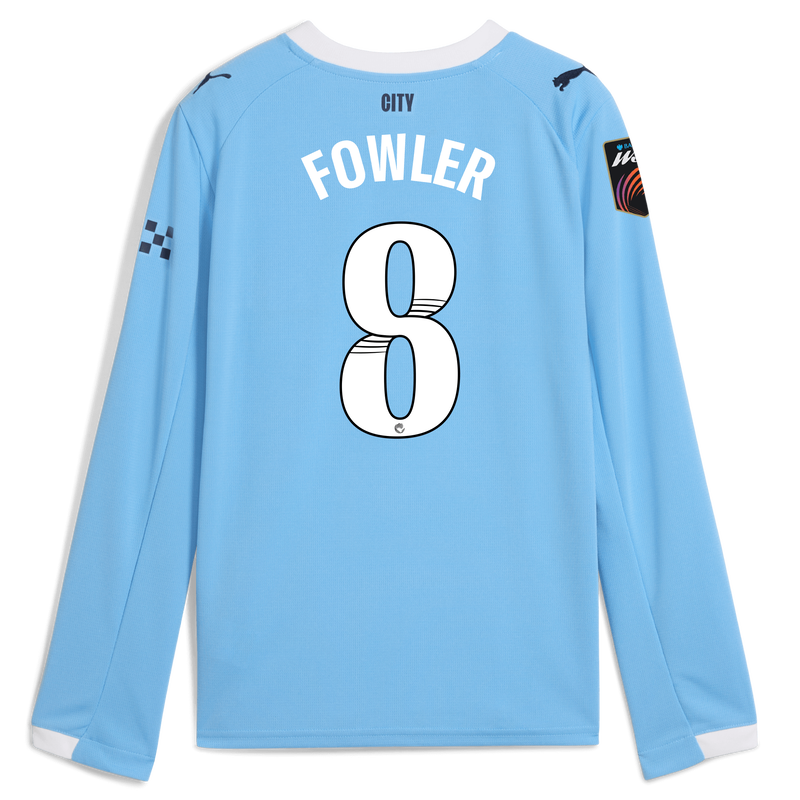 Kids' Man City Home Jersey 2025/26 Long Sleeve With FOWLER 8 Printing  blue unisex - Size 11/12 from polyester  - Official Manchester City FC store
