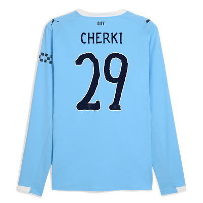 Manchester City Home Authentic Jersey 2025/26 Long Sleeve With CHERKI 29 Printing