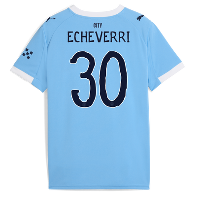 Kids' Manchester City Home Jersey 2025/26 With ECHEVERRI 30 Printing