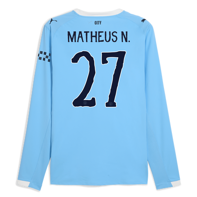 Manchester City Authentic Heimtrikot 2025/26 Langarm mit MATHEUS N. Aufdruck