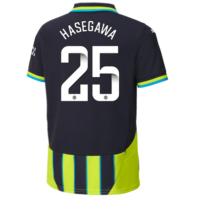 Kids' Manchester City Away Jersey 2024/25 With HASEGAWA 25 Printing