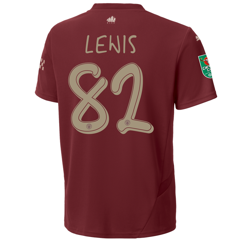 Kids' Man City 3rd Jersey 24/25 With LEWIS 82 Printing burgundy unisex - Size 9/10 from polyester  - Official Manchester City FC store
