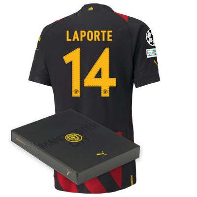 Manchester City Authentic Away Jersey 2022/23 with LAPORTE 14 printing in Gift Box