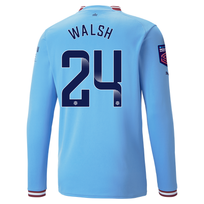 Manchester City Home Jersey 22/23 Long Sleeve with WALSH 24 printing