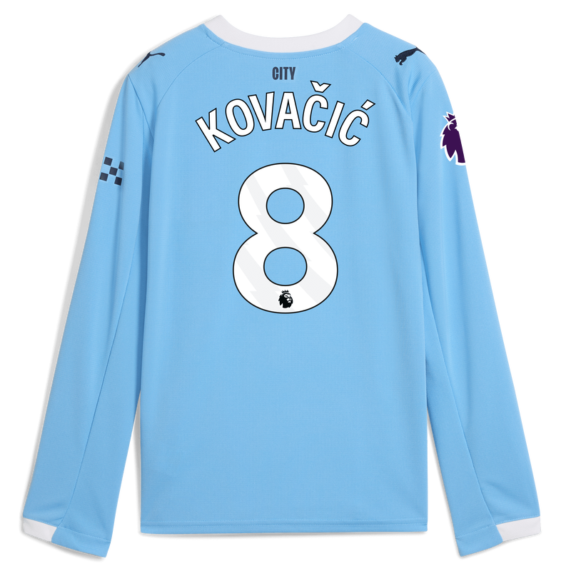 Kids' Man City Home Jersey 2025/26 Long Sleeve With KOVAČIĆ 8 Printing  blue - Check out all Manchester City t-shirts online