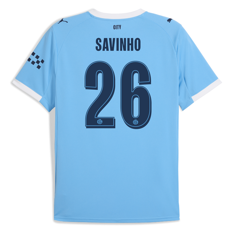 Man City Home Jersey 2025/26 With SAVINHO 26 Printing  blue - Check out all Manchester City t-shirts online - Official Manchester City FC store
