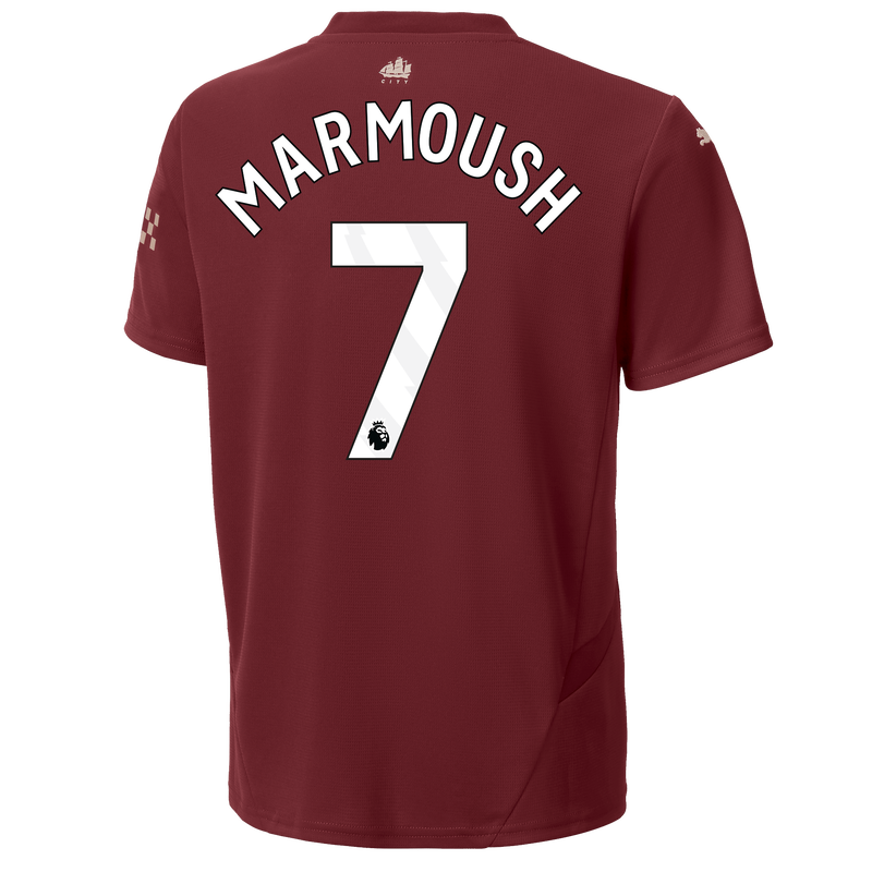 Kids' Man City 3rd Jersey 24/25 With MARMOUSH 7 Printing burgundy - Check out all Manchester City t-shirts online - Official Manchester City FC store