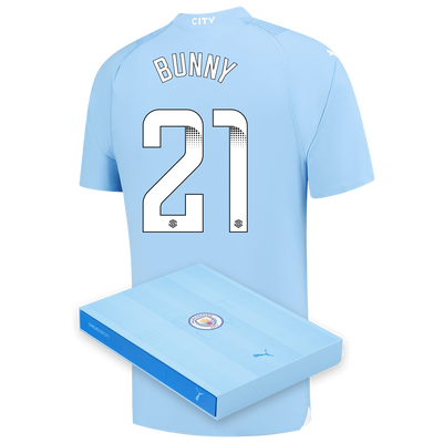 Maillot Authentique Manchester City Domicile 2023/24 avec flocage BUNNY 21 dans une boîte cadeau