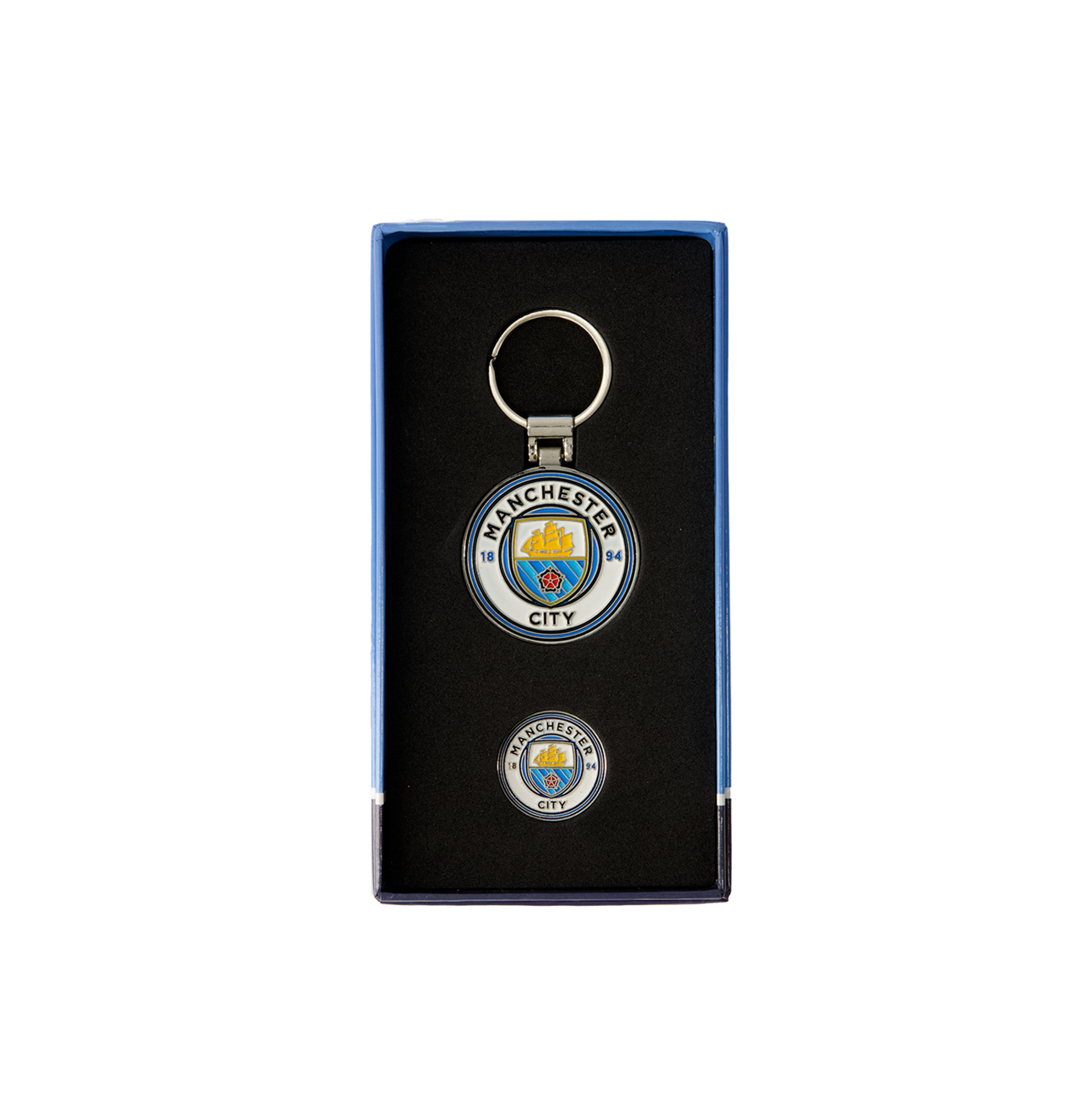 thumbnail image 2 of Manchester City FC Stainless Steel Black Inlay Band Ring – Official Gift Box, MCFC 2 of 5