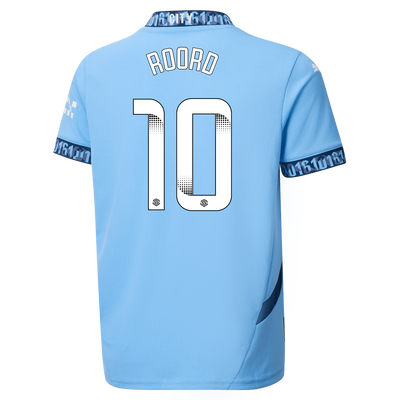 Kids' Manchester City Home Jersey 2024/25 With ROORD 10 Printing