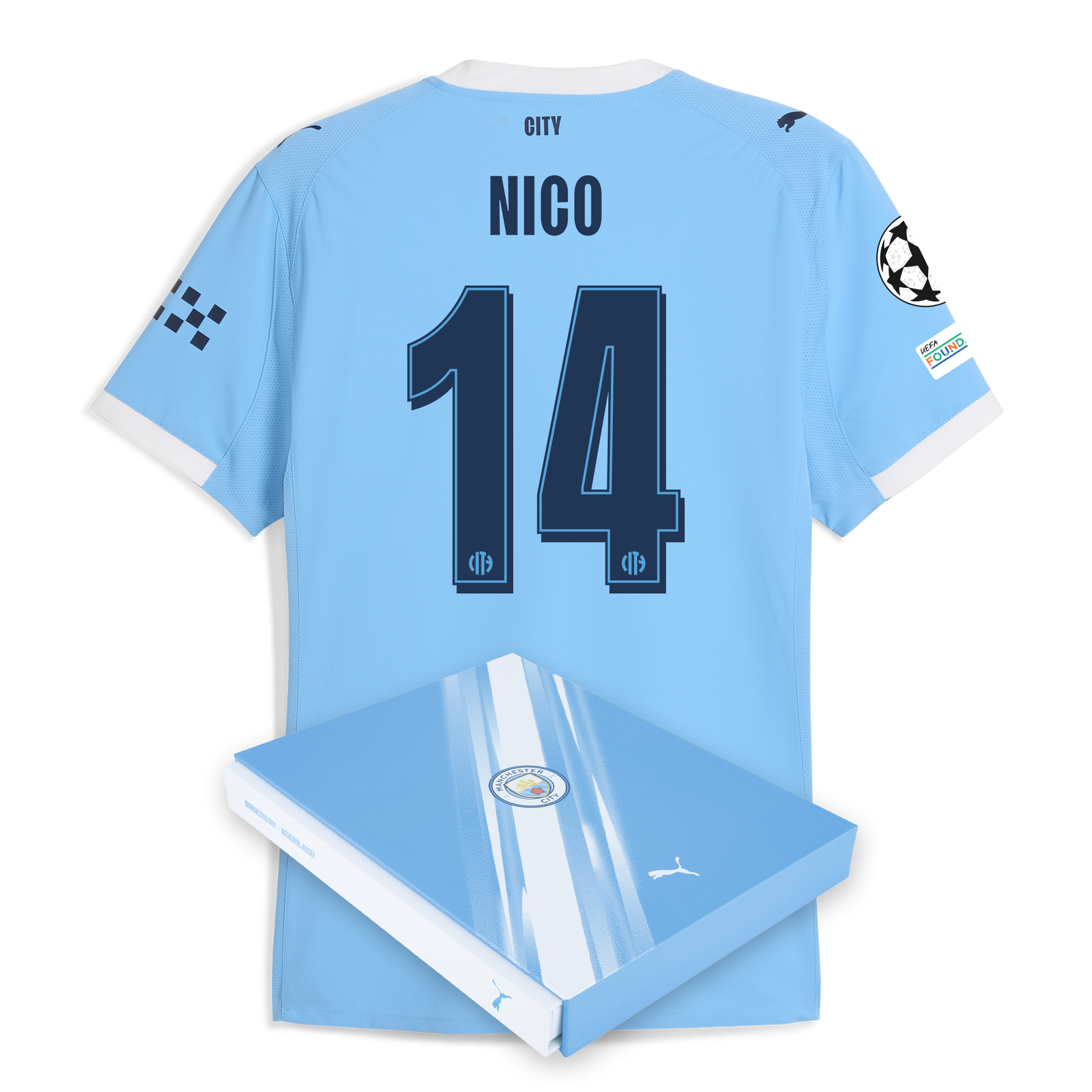 【正規品】14/15 マンチェスターシティ ユニフォーム ホーム Lサイズ マンチェスターシティ正規ホームジャージ2024/25 ギフトボックス