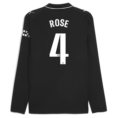 Manchester City Away Authentic Jersey 2025/26 Long Sleeve With ROSE 4 Printing