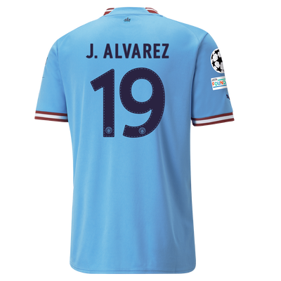 Manchester City Home Jersey 2022/23 with J. ALVAREZ printing