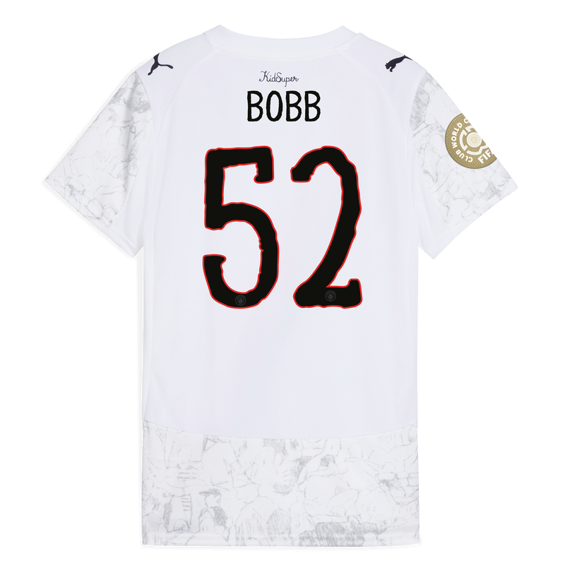 Women's Man City KidSuper Jersey 2025/26 With BOBB 52 printing white - Size M from polyester for females  - Official Manchester City FC store
