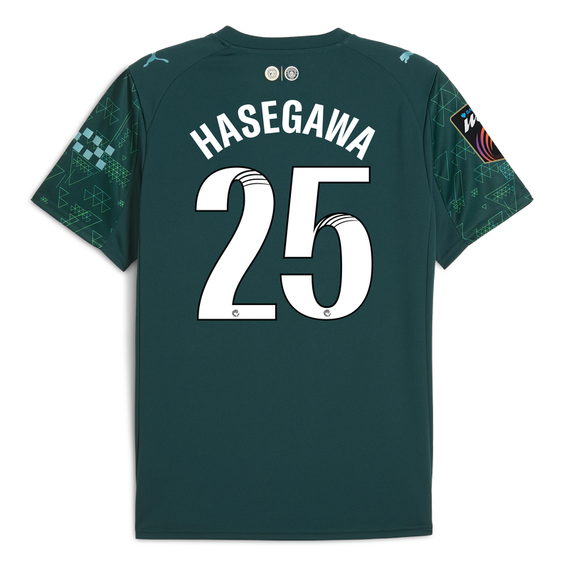 Man City EA SPORTS FC Jersey 2025/26 With HASEGAWA 25 Printing green - Check out all Manchester City t-shirts online - Official Manchester City FC store