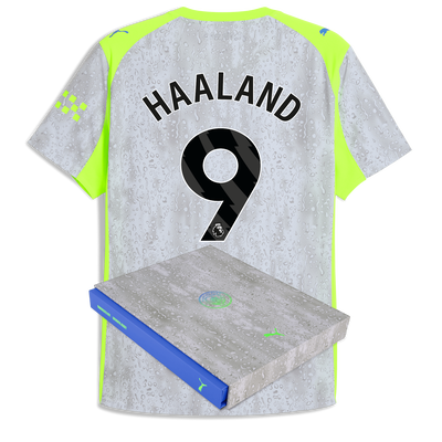 Camiseta auténtica tercera del Manchester City 2025/26 con HAALAND 9 impresión en caja de regalo