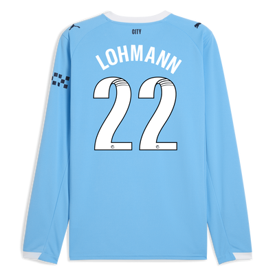 Manchester City Home Jersey 2025/26 Long Sleeve With LOHMANN 22 Printing