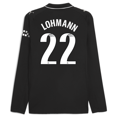 Manchester City Away Authentic Jersey 2025/26 Long Sleeve With LOHMANN 22 Printing