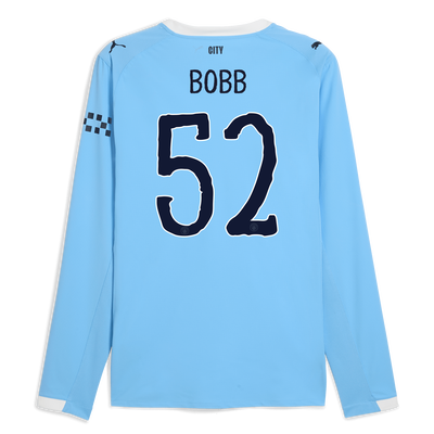 Manchester City Authentic Heimtrikot 2025/26 Langarm mit BOBB 52 Aufdruck