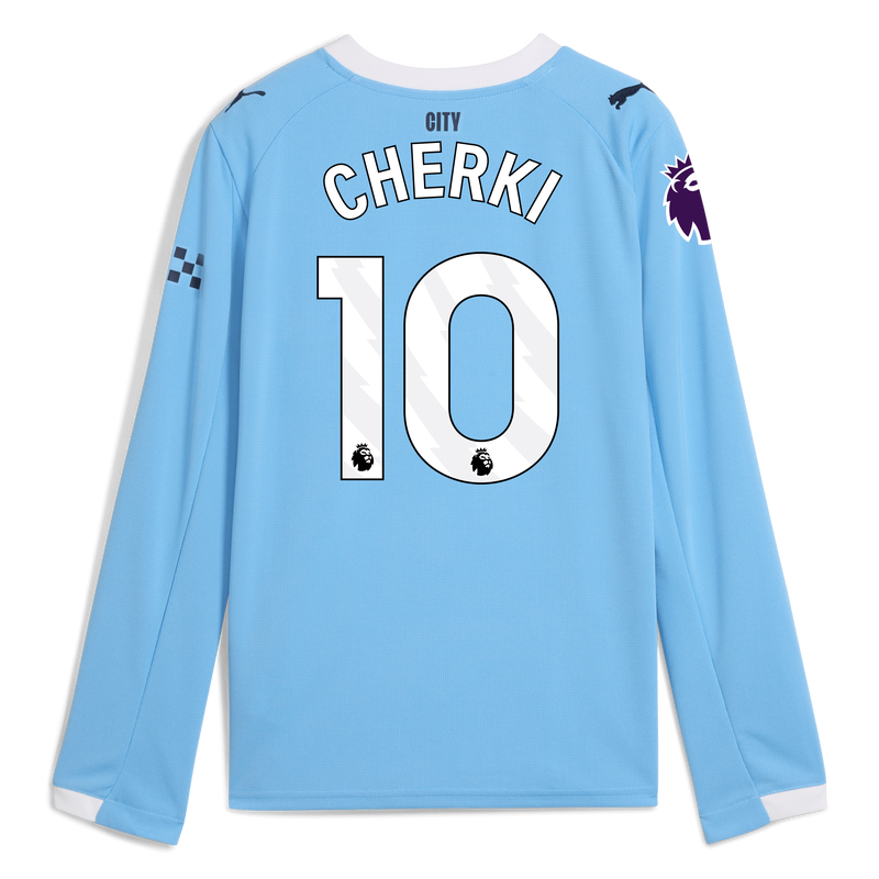 Kids' Man City Home Jersey 2025/26 Long Sleeve With CHERKI 10 Printing  blue - Check out all Manchester City t-shirts online