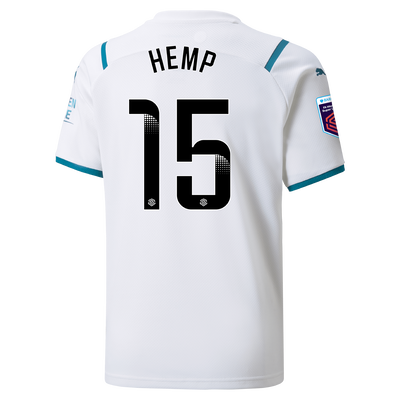 Kids Manchester City Away Shirt 21/22 with Lauren Hemp printing
