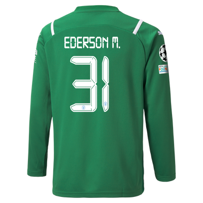Kids Manchester City Goalkeeper Shirt 21/22 with Ederson printing