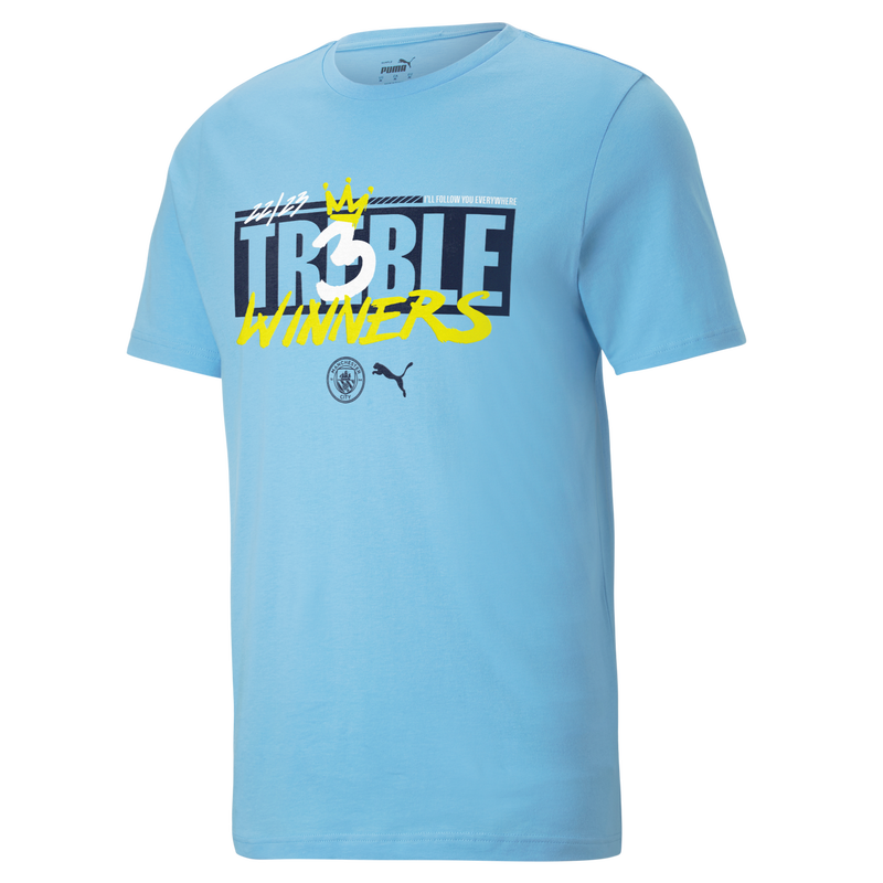MCFC LW MENS PUMA TREBLE WINNER TEE - team light blue