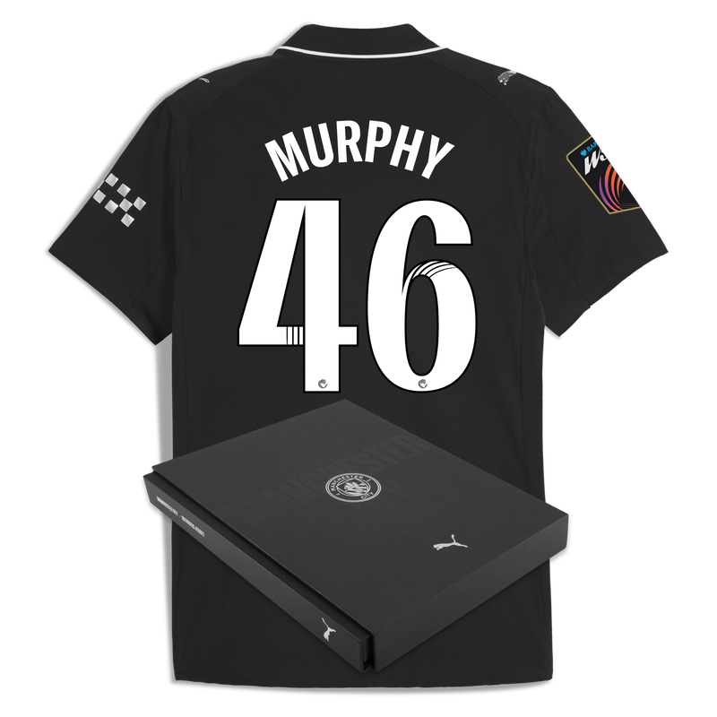 Man City Away Authentic Jersey 2025/26 With MURPHY 46 Printing in Gift Box black - Check out all Manchester City t-shirts online