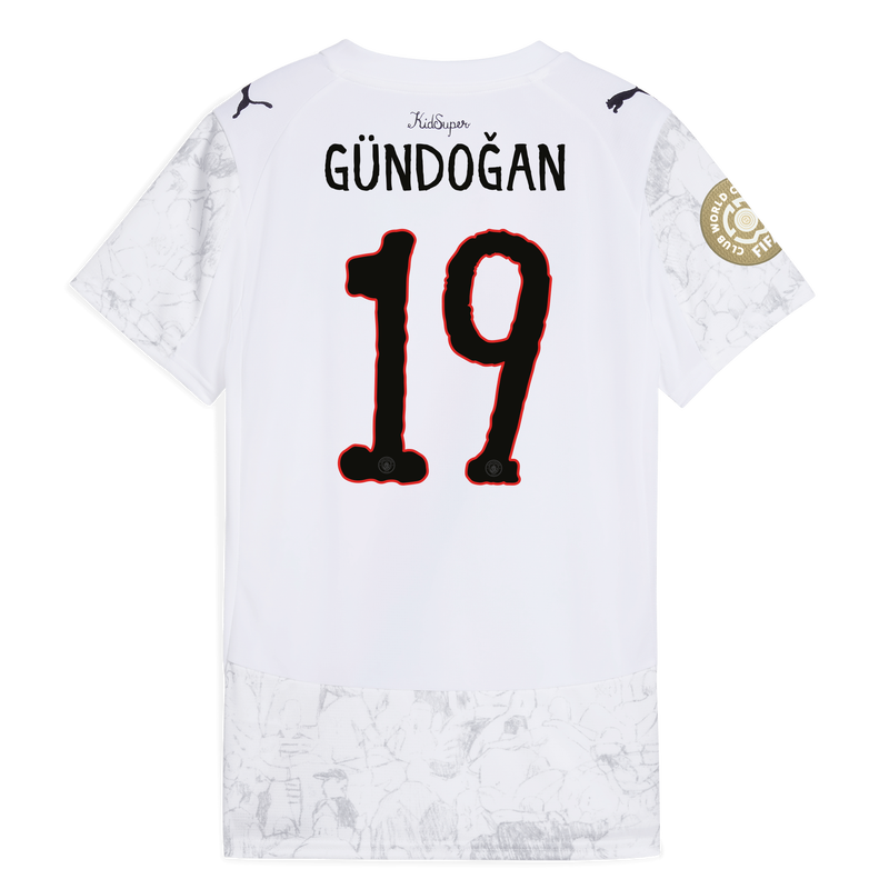 Women's Man City KidSuper Jersey 2025/26 With GÜNDOĞAN 19 printing white - Size XS from polyester for females  - Official Manchester City FC store