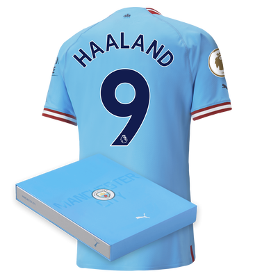 Manchester City Authentic Thuisshirt 2022/23 met HAALAND 9 bedrukking in giftbox