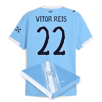 Manchester City Authentic Heimtrikot 2025/26 mit VITOR REIS 22 Aufdruck in Geschenkbox