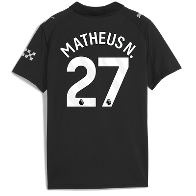 Kinder Manchester City Auswärtstrikot 2025/26 Mit MATHEUS N. 27 Druck