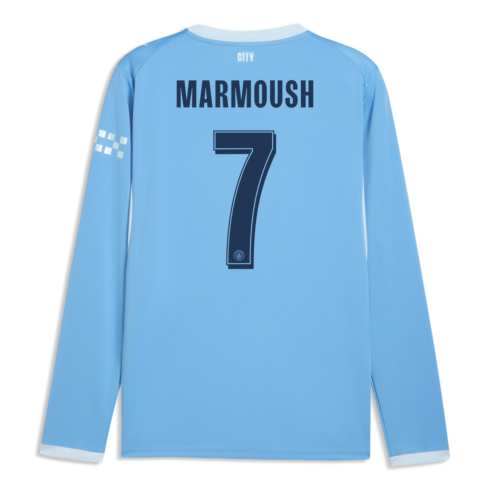 Manchester City Home Jersey 2026/27 Long Sleeve With MARMOUSH 7