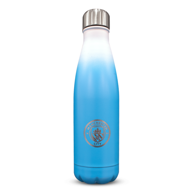MCFC 500ML BLUE FADE SS BOTTLE - team light blue
