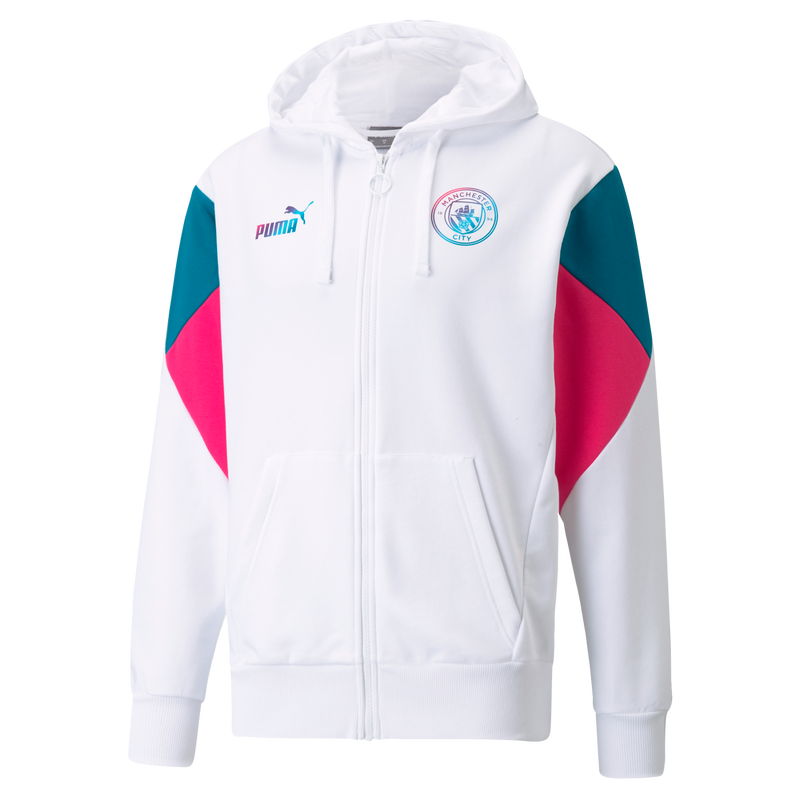 MCFC LW MENS FTBL CULTURE FZ HOODED SWEAT - white