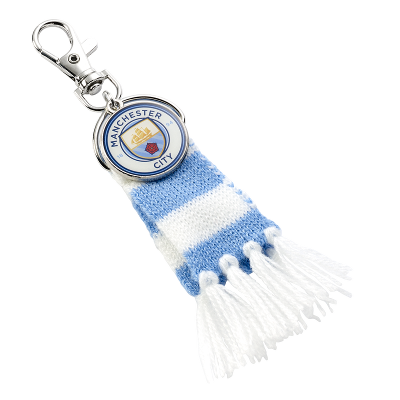Man City Crest Blue Scarf Backpack Hanger silver   - Official Manchester City FC store