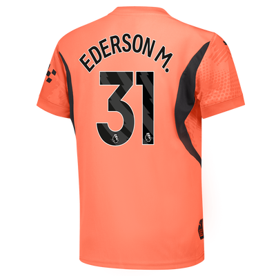 Kids' Manchester City Goalkeeper Jersey 2024/25 With EDERSON M. 31 Printing