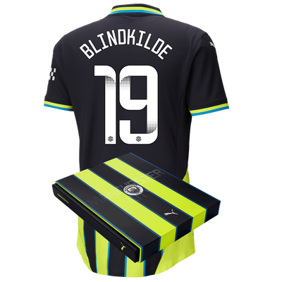 Manchester City Authentic Away Jersey 2024/25 with BLINDKILDE 19 printing in Gift Box