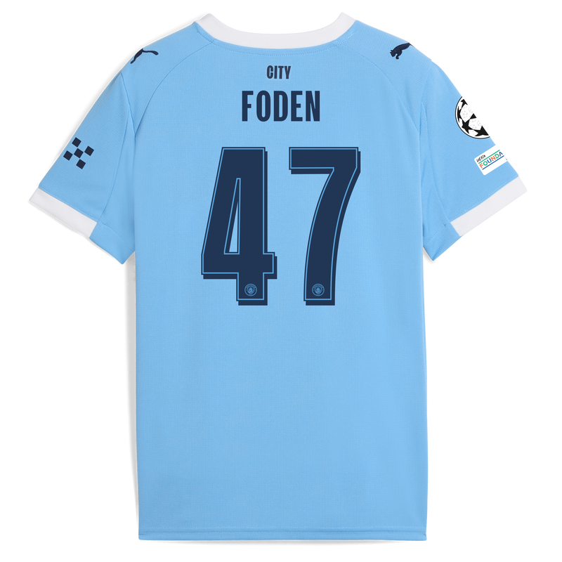 Kids' Man City Home Jersey 2025/26 With FODEN 47 Printing  blue unisex - Size 13/14 from polyester  - Official Manchester City FC store