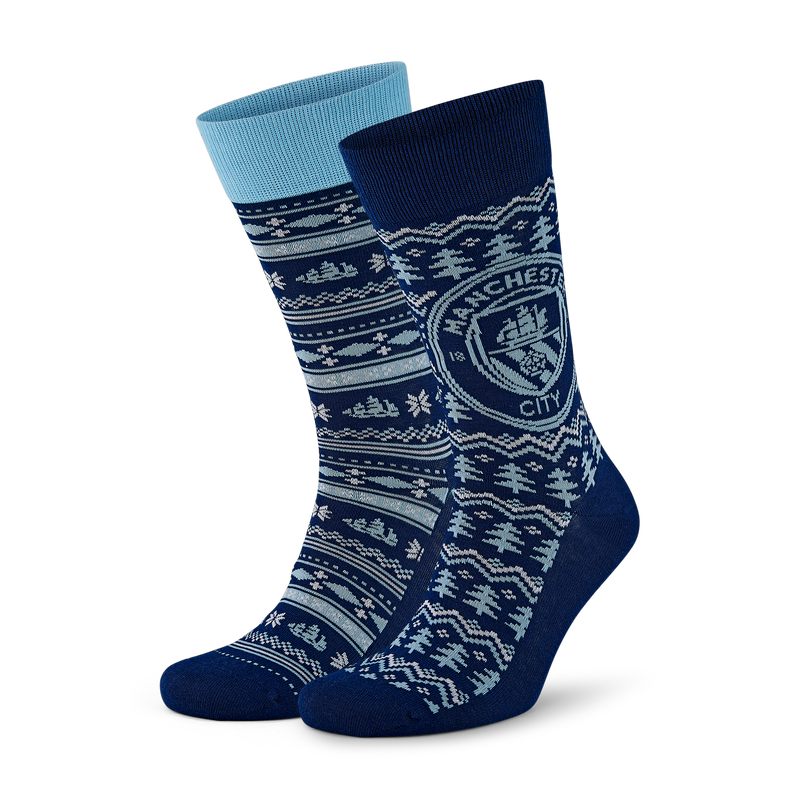 MCFC FW 2PK FAIRISLE SOCKS - blue
